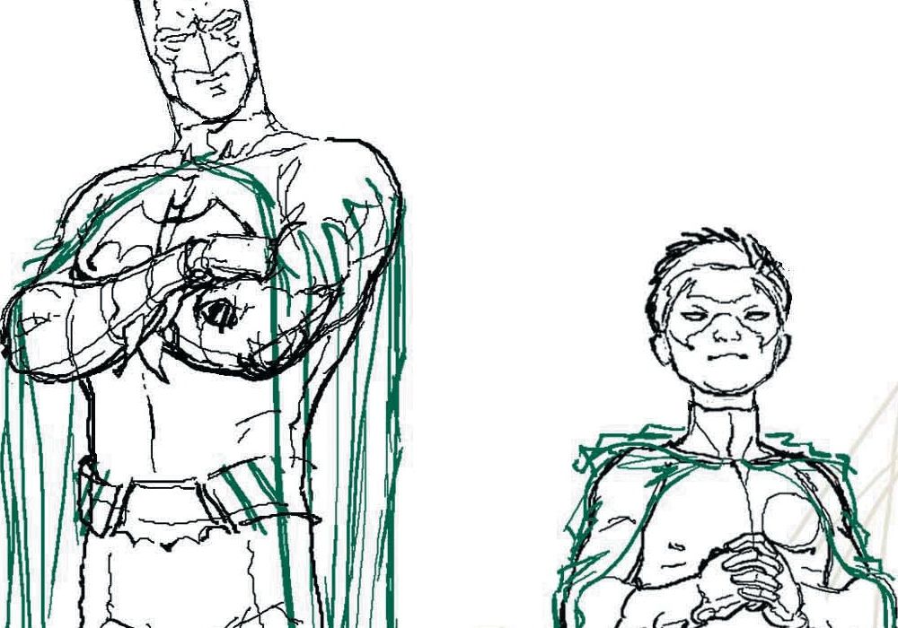 Quitely Batman Robin Cover Rough